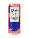 A chilled Dash Grapefruit Sparkling Water Can 330ml, featuring a pink and blue design with condensation on the surface. Made with British spring water, this zero calorie drink is as refreshing as it looks.
