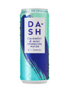 A 330ml Dash Cucumber & Mint Sparkling Water Can, zero calories and refreshingly crisp, features condensation droplets on a white background—an ideal pairing with premium nut mixes for a light, sophisticated snack.