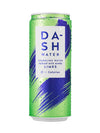 A chilled Dash Lime Sparkling Water Can 330ml, with fresh condensation and a label highlighting zero calories and no sugar or sweeteners.
