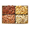 A Premium Salted Nuts Gift Box filled with a variety of nuts including Pistachios and Salted Cashews, set against a pristine white background.