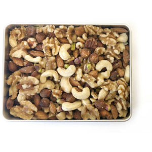 Raw Mixed Nuts In A Tin